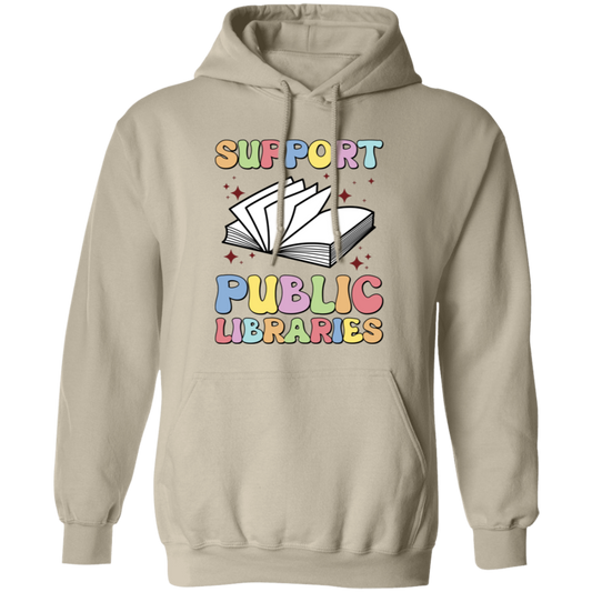 Support Public Libraries, Love Read, Groovy Bookworm Pullover Hoodie