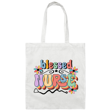 Blessed Nurse, Groovy Nurse, Groovy Blessed Canvas Tote Bag