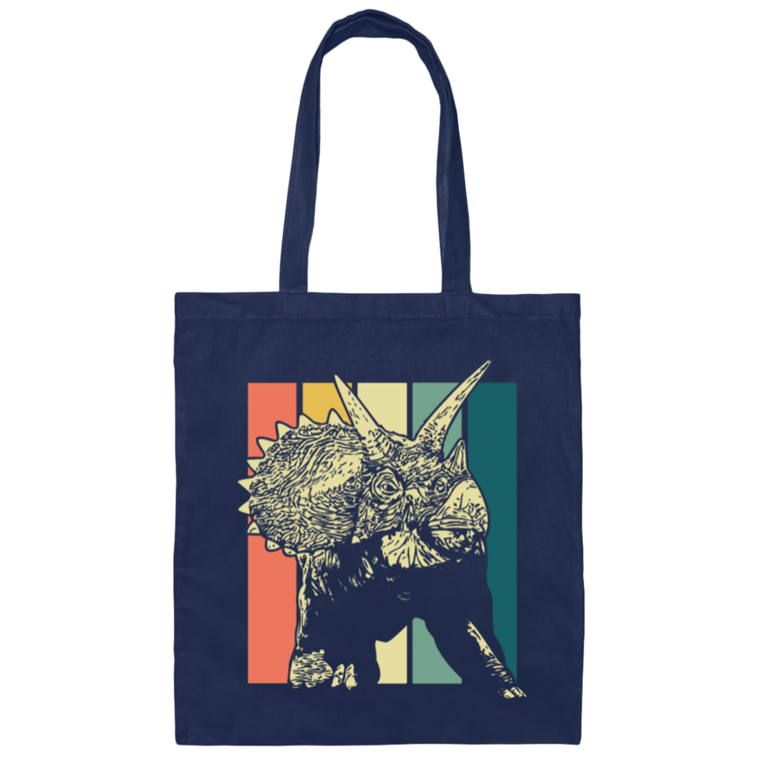 Retro Triceratops Horns Prehistoric, Vinatge Triceratops Gift Canvas Tote Bag