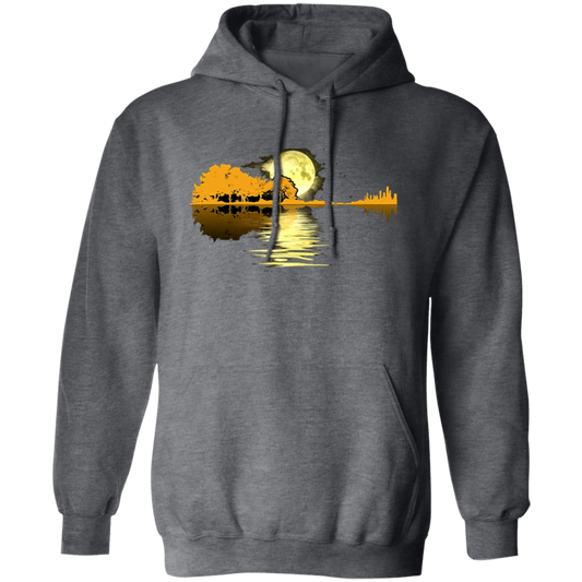 Love Guitar, Guitar Lake Shadow, Moon Lake Night Mathmetics Guitar Awesome Pullover Hoodie