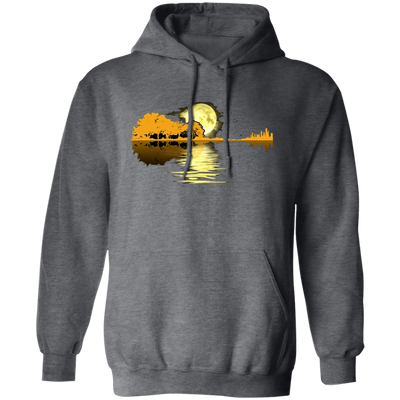 Love Guitar, Guitar Lake Shadow, Moon Lake Night Mathmetics Guitar Awesome Pullover Hoodie