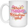 Thick Thighs Christmas Vibes, Groovy Christmas, Mushroom Lover White Mug