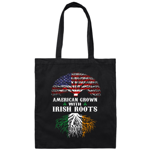 Love Patrick Day American Grown With Irish Roots American Flag Canvas Tote Bag