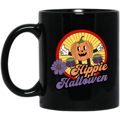 Hippie Halloween, Groovy Halloween, Groovy Pumkpin Black Mug