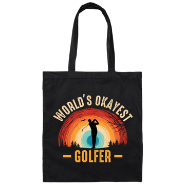 World's Okayest Golfer, Retro Golfing, Golf Player Canvas Tote Bag