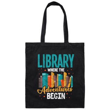 Library Where The Adventures Begin, Love To Adventure Canvas Tote Bag