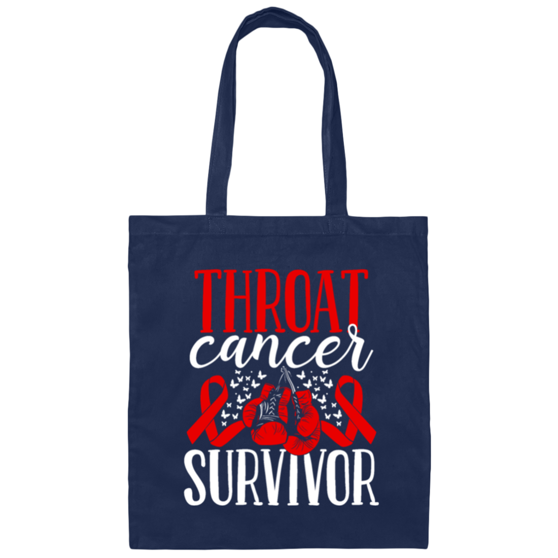 Awareness Ribbon Gift, Throat Cancer Awareness Ribbon Gloves Survivor Canvas Tote Bag