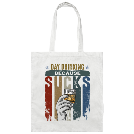 Retro Day Drinking Because Sucks Vintage Canvas Tote Bag