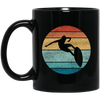 Surfing Distressed Beach, Vintage Surfer, Retro Surf Black Mug