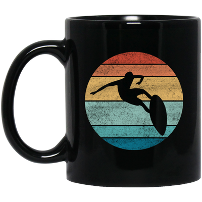 Surfing Distressed Beach, Vintage Surfer, Retro Surf Black Mug