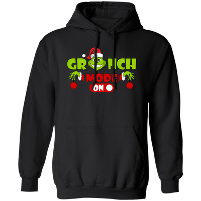 This classic Grinch Mode On hoodie is perfect for the Halloween and Christmas season. Enjoy the warmth of the soft and luxurious pullover hoodie featuring a trendy Grinchmas design. Perfect for any Grinch fan, this hoodie is sure to make a statement.