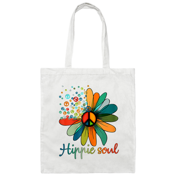 Daisy Peace Sign, Hippie Soul, Flower Lovers, Love Hippie Soul Canvas Tote Bag