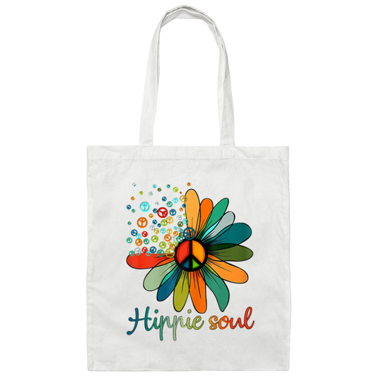 Daisy Peace Sign, Hippie Soul, Flower Lovers, Love Hippie Soul Canvas Tote Bag