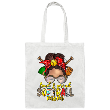 Best Softball, Loud And Proud Softball Mom, Love Softball, Love Sport Gift, Mom Gift Canvas Tote Bag