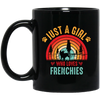 Just A Girl Who Loves Frenchies, Retro French Bulldog Black Mug