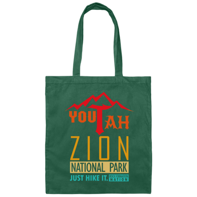 Zion National Park - YOUTAH Rock Formation Nation, Retro Zion National Park Canvas Tote Bag