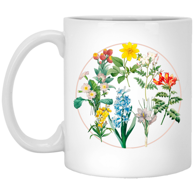 Wild Flowers, Lady Gift, Flowers in A Circle, Love Flowers White Mug