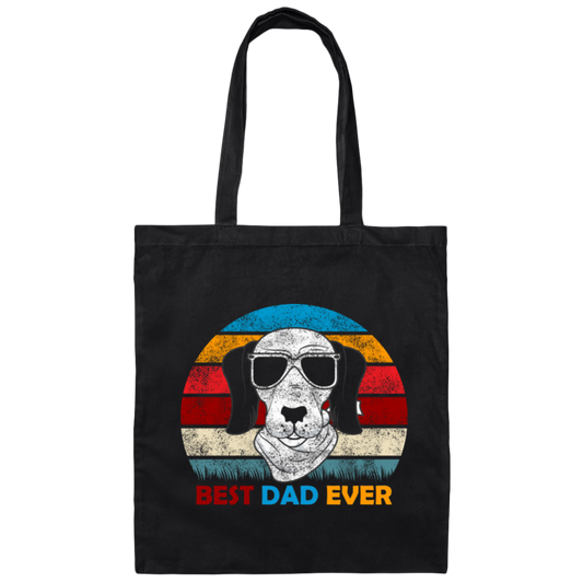 Funny Dog Gift, Retro Sunrise, Retro Tone, Dog Dad Lover Gift Canvas Tote Bag
