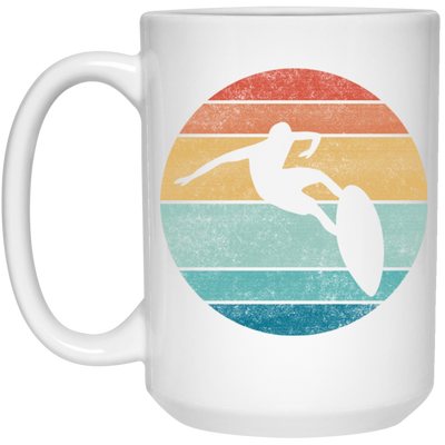 Surfing Distressed Beach, Vintage Surfer, Retro Surf White Mug