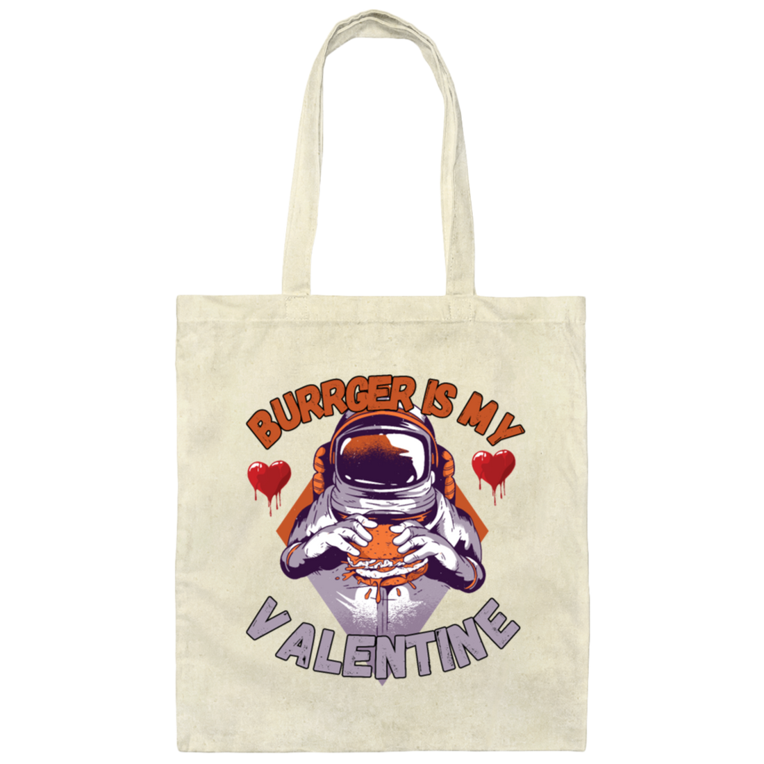Burger Is My Valentine, Funny Valentine Gift Canvas Tote Bag
