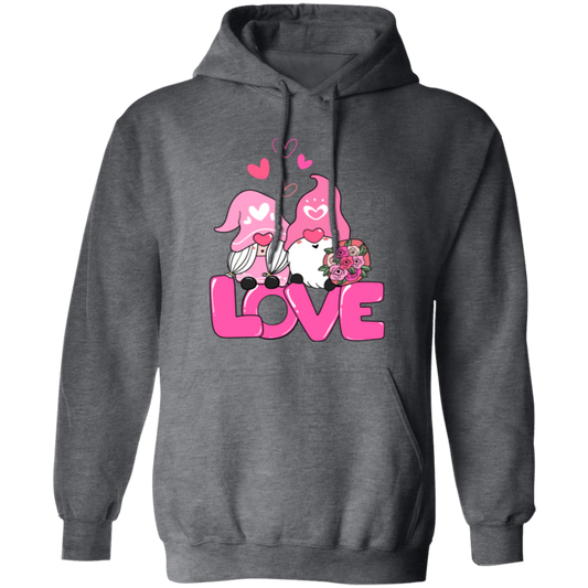 Gnome Couple, Cute Couple, Pink Gnome, Love Couple, Valentine's Day, Trendy Valentine Pullover Hoodie