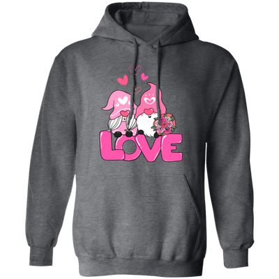 Gnome Couple, Cute Couple, Pink Gnome, Love Couple, Valentine's Day, Trendy Valentine Pullover Hoodie