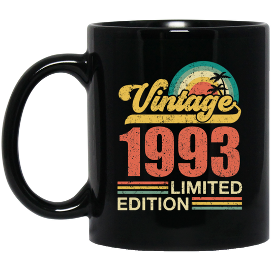 Hawaii 1993 Gift, Vintage 1993 Limited Gift, Retro 1993, Tropical Style Black Mug