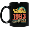 Hawaii 1993 Gift, Vintage 1993 Limited Gift, Retro 1993, Tropical Style Black Mug