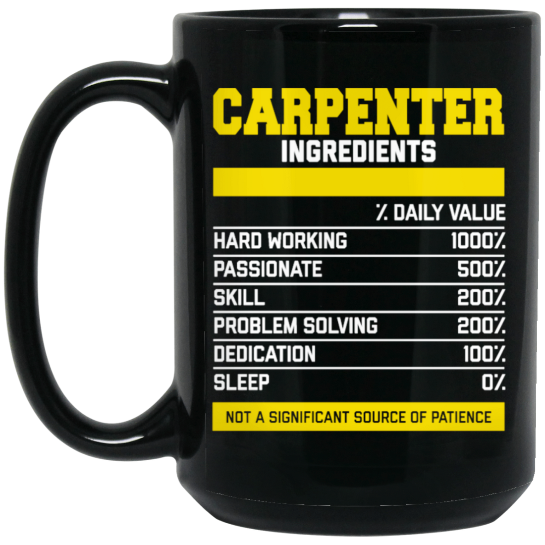 Fantastic Carpenter Ingredients, Carpenter Love Gift, Best Carpenter Black Mug