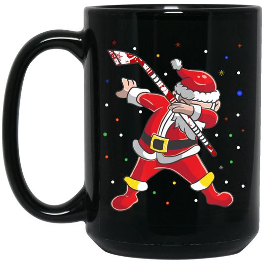 Dabbing Santa, Santa Claus, Sant Play Hockey, Merry Christmas, Trendy Christmas Black Mug