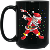 Dabbing Santa, Santa Claus, Sant Play Hockey, Merry Christmas, Trendy Christmas Black Mug