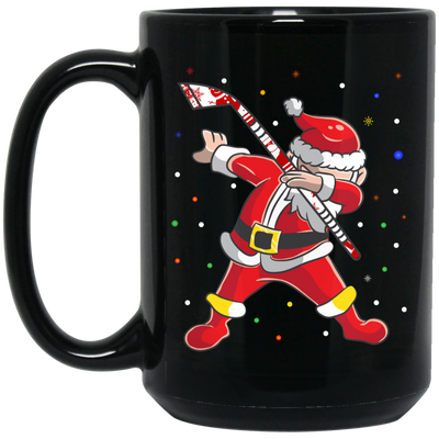 Dabbing Santa, Santa Claus, Sant Play Hockey, Merry Christmas, Trendy Christmas Black Mug