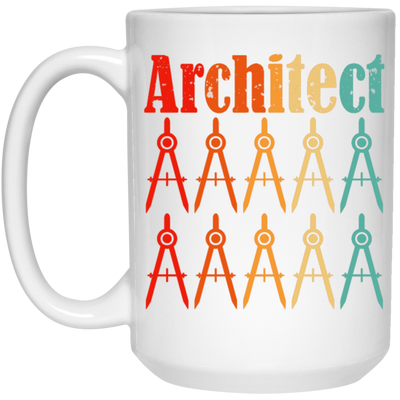 Architecture Student, Architect Compass Retro, Love Math, Love Compass White Mug