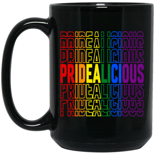 Pridealicious, LGBT Pride, Rainbow Flag, Pride's Day Gifts Black Mug
