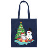 Funnny Santa, Merry Christmas Snow White, Santa In Pool, Trendy Halloween Canvas Tote Bag
