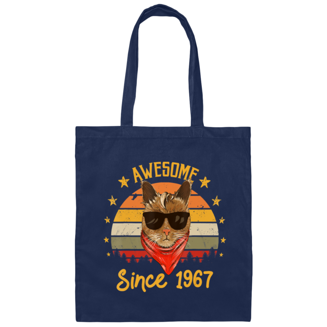 Retro Awesome Cat Since 1967, Vintage Cat 53rd Birthday Gift Canvas Tote Bag