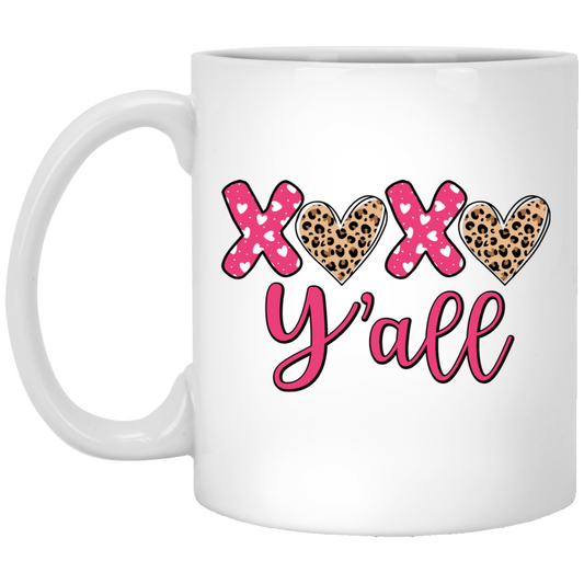 Xoxo Valentine, Love Y'All, Leopard Valentine, Valentine Gift, Valentine's Day, Trendy Valentine White Mug