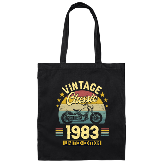 Vintage Gift 1983 Limited Edition Retro Gift Classic Motor Lover Canvas Tote Bag
