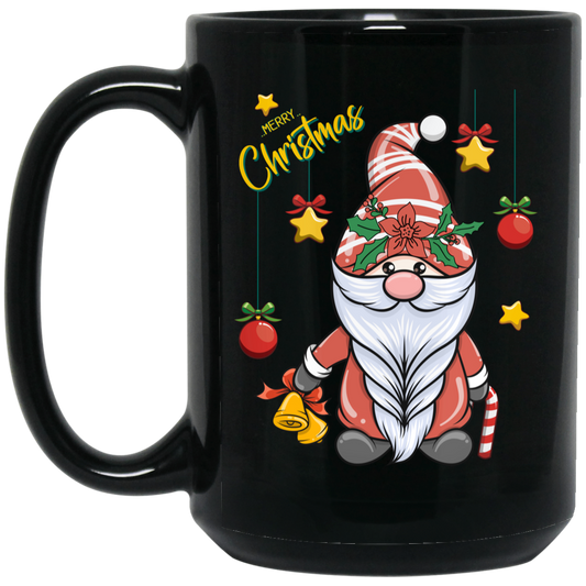 Gnome Christmas, Cute Gnome, Cute Xmas, Xmas Bauble, Merry Christmas, Trendy Christmas Black Mug