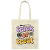 Trick Or Treat, Halloween, Witch And Broom Canvas Tote Bag
