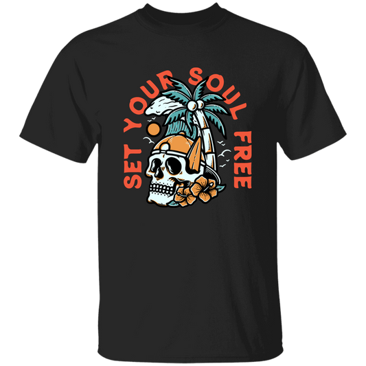 Set Your Soul Free, Cool Skull, Palm Tree On The Beach Unisex T-Shirt