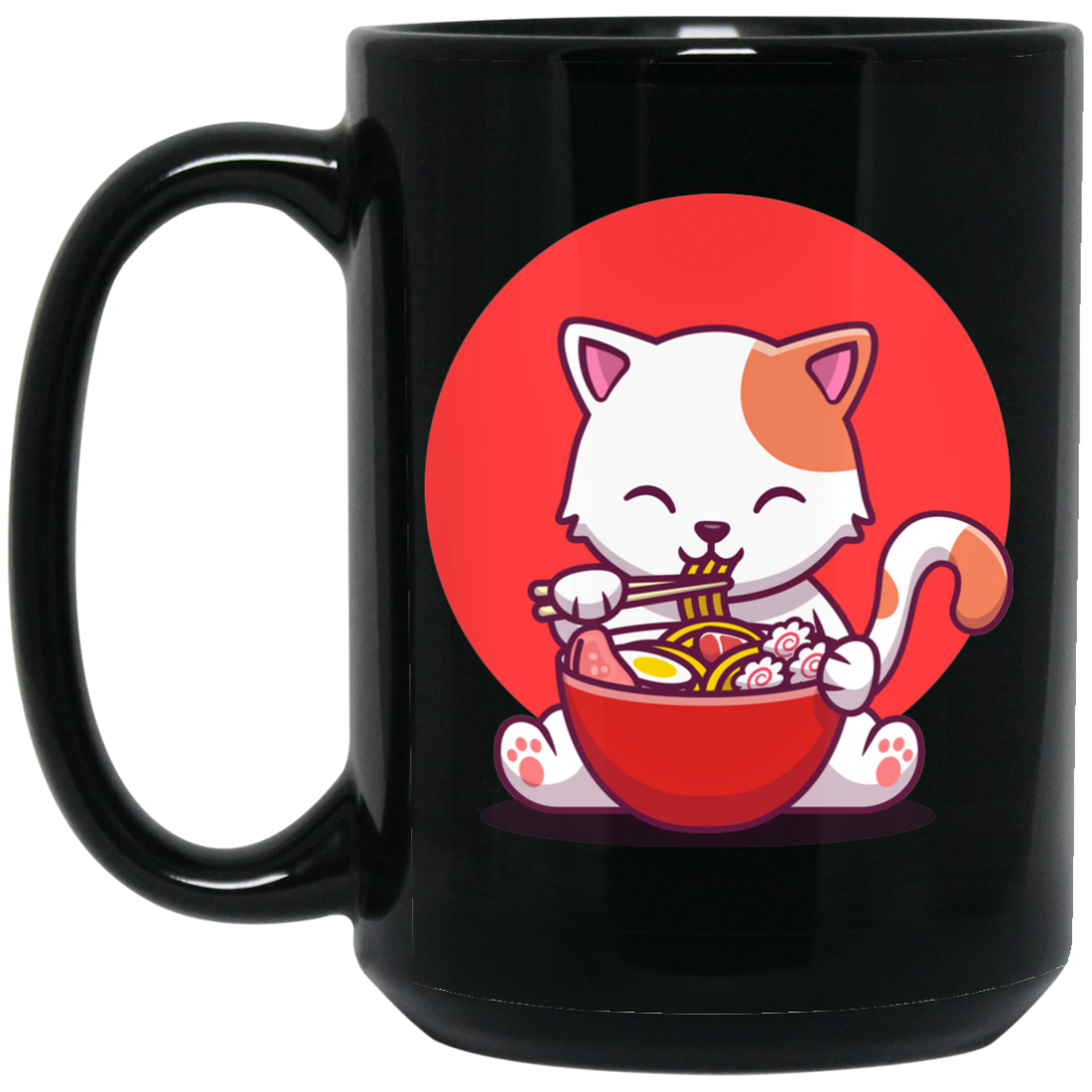 Cat Ramen, Love Ramen, Cat Eat Japanese Noodles Black Mug