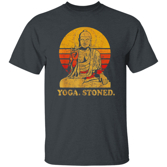 Yoga Stoned, Buddha Retro Sunset Unisex T-Shirt