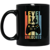 Level 16 Unlocked, 16th Video Gamer, 16th Birthday Gift, Retro 16th Gift Black Mug