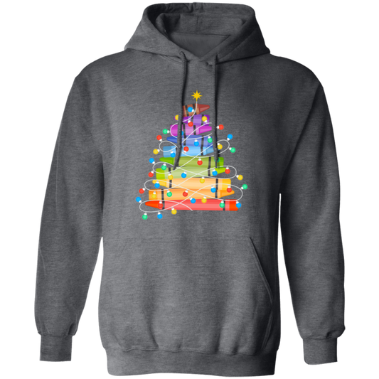 Crayon Xmas Tree, Xmas Tree Made From Crayon, Xmas Lights, Merry Christmas, Trendy Christmas Pullover Hoodie