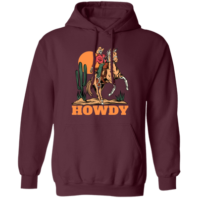 Howdy Cowboy, Cowboy In Desert, Cowboy With Horse Pullover Hoodie