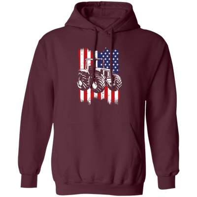 Farm Tractor Usa Flag, Patriotic Vintage Pullover Hoodie