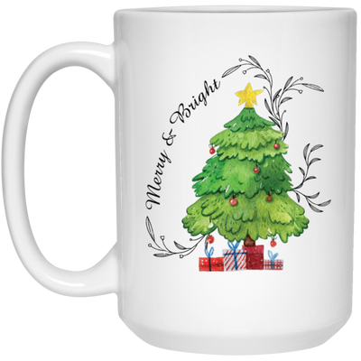 Merry And Bright, Christmas Tree, Love Christmas White Mug