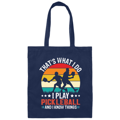 That's What I Do, I Play Pickleball, Pickleball Silhouette Canvas Tote Bag
