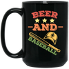 Beer And Baseball, Retro Baseball, American Football, Baseball Gift Black Mug